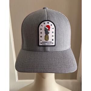 TRAVIS MATHEW FlexFit 110 Gray Trucker Snapback Cap 'Always on Holiday"